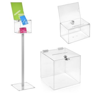 Losboxen, Sammelboxen, Spenedenboxen aus Acrylglas / Plexiglas. Kategoriebild im Shop acrylhaus.com