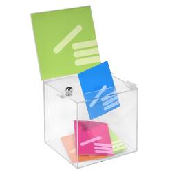 sudu® Spendenbox Aktionsbox Losbox mit Topschild A4 Acrylglas abschließbar 