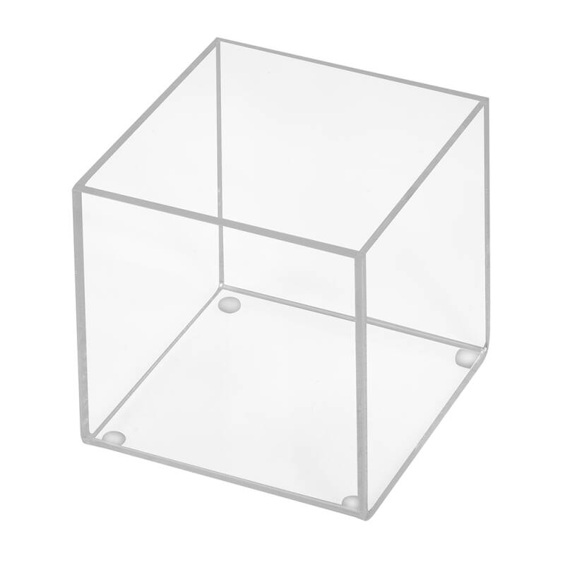 Acrylbox 100x100x100mm (Höhe) aus 3mm Acrylglas, Transparent / Antirutschfüße