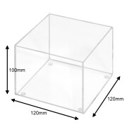 Acrylbox 120x120x100mm (Höhe) aus 3mm Acrylglas, Transparent / Antirutschfüße