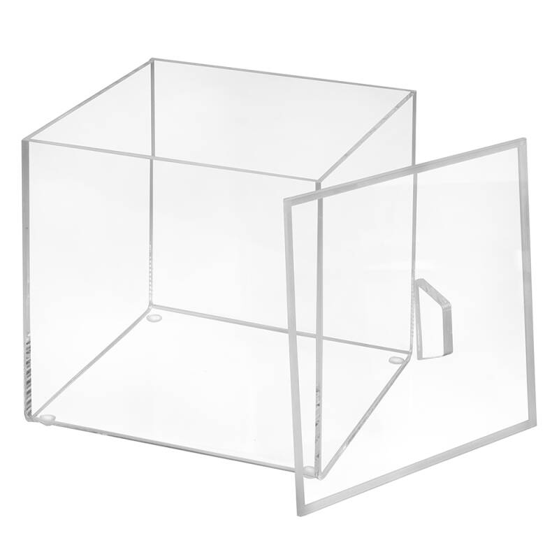 Quadratische Acrylbox mit Deckel 150x150x150mm, mit Antirutschfüßen