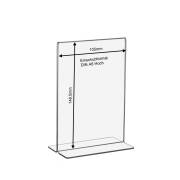 T-Ständer / Werbeaufsteller DIN A6 Hochformat aus Acrylglas