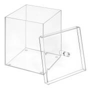 Quadratische Acrylbox mit Deckel 160x160x200mm mit Antirutschfüßen / Deckel überlappend