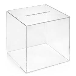 Spendenbox Acrylglas klar 25x25x25cm mit abnehmbarem Deckel sudu® Losbox 
