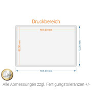 Acrylglas Logoblock mit 5C Digitaldruck 70 x 105mm  / 20mm Materialstärke glänzende Kanten Druck auf Rückseite / Spiegeldruck