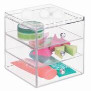 Ablagebox mit drei Schubladen, stapelbar, transparent