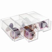 Ablagebox mit vier Schubladen, transparent, Hoch- oder Querformat