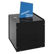 Farbige Losbox aus Acrylglas mit Schloß im Sondermaß Schwarz blickdicht / opak / mit Sicherungseiloch / mit Löchern für Bodengestell