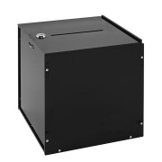Farbige Losbox aus Acrylglas mit Schloß im Sondermaß Schwarz blickdicht / opak / ohne Sicherungseilloch / mit Löchern für Bodengestell