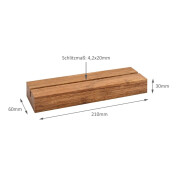 Doppelseitiger quadratischer Tischkartenhalter für 210x210mm mit Standfuß aus dunklem Bambus