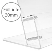 Tischprospektständer aus Acrylglas im Sondermaß / 1-Fach / Fülltiefe 20mm