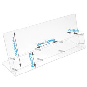 Tischprospektständer aus Acrylglas im Sondermaß / 3-Fächer nebeneinander / Fülltiefe 40mm