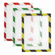 Sichttasche / Warntafel mit Signalfarbe als Einschubtasche Magnetverschluss aus PVC selbstklebend DIN A4 (297 x 210mm) Rot / Weiss - gestreift
