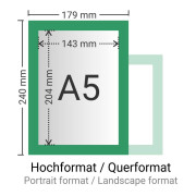 Sichtfolie magnetisch haftend für Dokumentenaushang DIN A5 (148,5 x 210mm) Grün