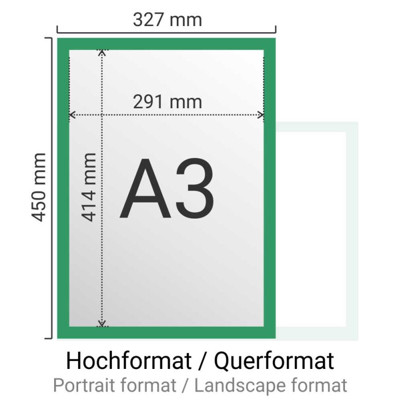 Sichtfolie magnetisch haftend für Dokumentenaushang DIN A3 (297 x 420mm) Grün