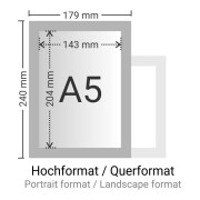 Sichthülle selbstklebend mit Magnetverschluss DIN A5 (148,5 x 210mm) Grau