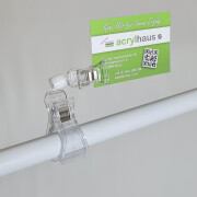 Rohrklammer mit Preisschildklemme transparent 110 mm Hoch