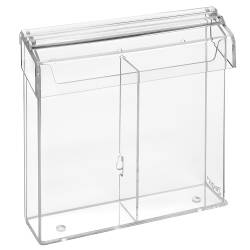 3-Fach DIN Lang Prospektbox/Prospekthalter / Flyerhalter im Hochformat Zeigis® für Außen aus glasklarem Acrylglas wetterfest mit Deckel 