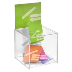 sudu® Spendenbox Aktionsbox Losbox mit Topschild A4 Acrylglas abschließbar 