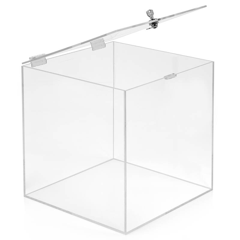 sudu® Losbox Spendenbox Acrylglas klar 30x30x30cm mit Schloss 