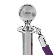 Violettes Velourseil für Absperrpfosten mit Karabinerhaken in Silber