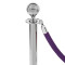Violettes Velourseil für Absperrpfosten mit Karabinerhaken in Silber